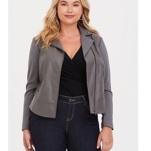 Torrid Faux Leather Grey Mixed media Moto Jacket